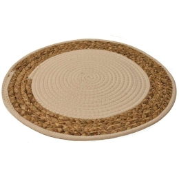 Σουπλά 00.06.67428 Φ40cm Natural-White Βαμβάκι, Ψάθα