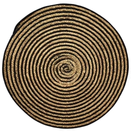 Σουπλά Ριγέ 00.06.67429 Φ70cm Natural-Black Βαμβάκι, Ψάθα