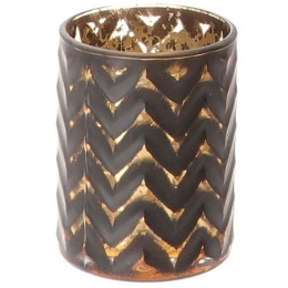 Κηροπήγιο Wave 012.862224364 10x12,5cm Black-Gold Γυαλί
