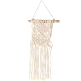 Διακοσμητικό Τοίχου Μακραμέ 012.862380012 13x40cm Ecru Ξύλο,Σχοινί