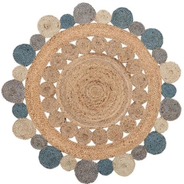Χαλί Delhi BR-N012 Beige-Blue New Plan 200X200cm Round