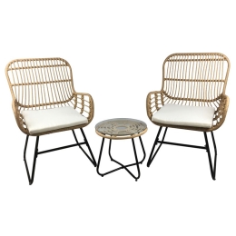 SALSA YARD SET: ΤΡΑΠΕΖΙ + 2 ΠΟΛΥΘΡΟΝΕΣ, ΜΕΤΑΛΛΟ ΜΑΥΡΟ, WICKER ΦΥΣΙΚΟ, ΜΑΞΙΛΑΡΙΑ ΕΚΡΟΥ