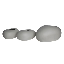 FLOWER POT-ROCK SET 3 ΤΕΜΑΧΙΩΝ, CEMENT ΑΠΟΧΡΩΣΗ WHITE