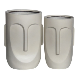FLOWER POT-TOTEM SET 2 ΤΕΜΑΧΙΩΝ, CEMENT ΑΠΟΧΡΩΣΗ SAND BROWN