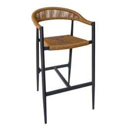 MADY ΣΚΑΜΠΟ BAR, ALU ΑΝΘΡΑΚΙ, ROPE WICKER ΦΥΣΙΚΟ