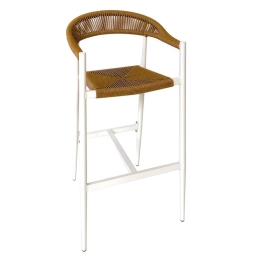MADY ΣΚΑΜΠΟ BAR, ALU ΑΣΠΡΟ, ROPE WICKER ΦΥΣΙΚΟ