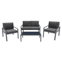 RIVIAN SET ΣΑΛΟΝΙ ΚΗΠΟΥ 4ΤΕΜ, ΜΕΤΑΛΛΟ ΒΑΦΗ ΑΝΘΡΑΚΙ, ΜΑΞΙΛΑΡΙΑ ΓΚΡΙ