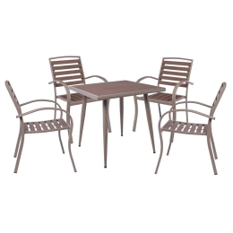 SERRANO SET ΚΗΠΟΥ: ΤΡΑΠΕΖΙ + 4 ΠΟΛΥΘΡΟΝΕΣ, ΜΕΤΑΛΛΟ ΒΑΦΗ SAND BEIGE, POLYWOOD ΚΑΡΥΔΙ