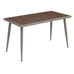 SERRANO ΤΡΑΠΕΖΙ ΚΗΠΟΥ-ΒΕΡΑΝΤΑΣ ΜΕΤΑΛΛΟ ΒΑΦΗ SAND BEIGE, POLYWOOD ΚΑΡΥΔΙ
