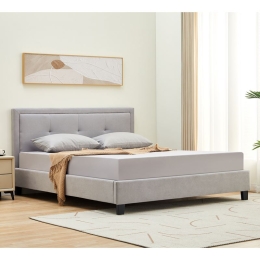 BECO ΚΡΕΒΑΤΙ ΔΙΠΛΟ ΓΙΑ ΣΤΡΩΜΑ 160X200CM, ΥΦΑΣΜΑ ΑΝΟΙΧΤΟ ΓΚΡΙ