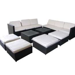 Bonsai Home Σετ Σαλόνι Κήπου Rattan 12 Τεμαχίων Μαύρο/Εκρού