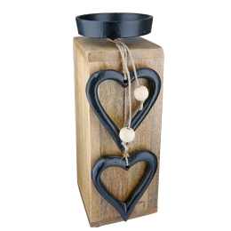 ΚΗΡΟΠΗΓΙΟ 'HANGIN HEART' ΜΟΤΙΒΟ ΚΑΡΔΙΑ ΞΥΛΟ ΕΚΡΟΥ 8X8X22CM