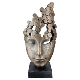 ΓΛΥΠΤΟ 'FEMALE MASK' ΜΟΤΙΒΟ ΠΡΟΣΩΠΟΥ ΠΟΛΥΡΕΖΙΝΗ ΜΠΡΟΝΖΕ 10X15X31.5CM