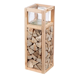 ΑΝΕΜΟΦΩΤΙΣΤΙΚΟ 'CATASTA' ΓΥΑΛΙ/ΞΥΛΟ ΕΚΡΟΥ 14X14X40CM