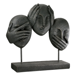 ΓΛΥΠΤΟ ΠΡΟΣΩΠΟ '3 FACES' ΠΟΛΥΡΕΖΙΝΗ ΜΑΥΡΟ 8.5X30X29.5CM