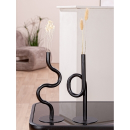 ΔΙΑΚΟΣΜΗΤΙΚΟ ΒΑΖΟ "CURVE" ΜΕΤΑΛΛΟ ΜΑΥΡΟ PU PCS. ASSORTED 11X10X26.5CM