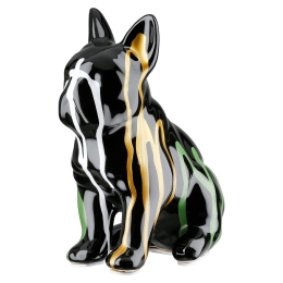  FIGURE DOG BULLDOG ΚΕΡΑΜΙΚΟ ΠΟΛΥΧΡΩΜΟ ΜΑΥΡΟ 15X10X19CM 15X10X19CM
