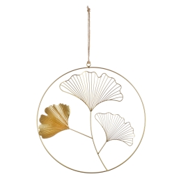  ΚΡΕΜΑΣΤΡΑ ΣΤΡΟΓΓΥΛΟ GINKGO MOTIF ΜΕΤΑΛΛΙΚΟ ΧΡΥΣΟ ΧΡΩΜΑ 34X0X49CM 34X0X49CM
