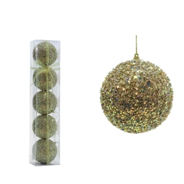 ΜΠΑΛΑ ΜΕ GLITTER ΧΡΥΣΟ Φ10CM ΣΕΤ 5ΤΜΧ