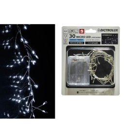 30 MICROLED ΕΣΩΤ. ΧΩΡΟΥ ΨΥΧΡΟ ΛΕΥΚΟ ΦΩΣ ΔΙΑΦΑΝΟ ΚΑΛΩΔΙΟ ΜΗ ΕΠΕΚΤΕΙΝΟΜΕΝΟ IP44 ΜΠΑΤΑΡΙΑΣ 4.5V 2M