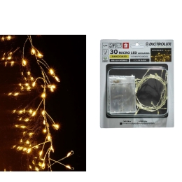 30 MICROLED ΕΣΩΤ. ΧΩΡΟΥ ΘΕΡΜΟ ΛΕΥΚΟ ΦΩΣ ΔΙΑΦΑΝΟ ΚΑΛΩΔΙΟ ΜΗ ΕΠΕΚΤΕΙΝΟΜΕΝΟ IP44 ΜΠΑΤΑΡΙΑΣ 4.5V 2M