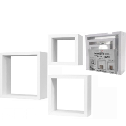 ΣΕΤ ΡΑΦΙΑ ΚΥΒΙΚΑ ΛΕΥΚΑ ΞΥΛΟ 25X25X9CM/20X20X9CM/15X15X9CM 3ΤΜΧ