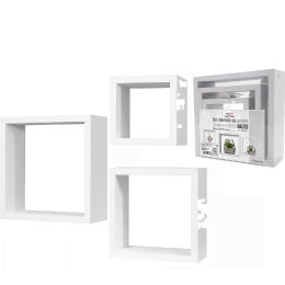 ΣΕΤ ΡΑΦΙΩΝ ΚΥΒΟΙ ΛΕΥΚΟ ΞΥΛΟ 35X35X12CM/30X30X12CM/25X25X12CM 3ΤΜΧ
