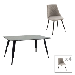 ΤΡΑΠΕΖΑΡΙΑ LIFO-GISELLE  PAKOWORLD ΣΕΤ 5ΤΜΧ MDF CEMENT-ΓΚΡΙ 140X80X75ΕΚ