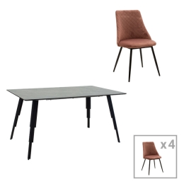 ΤΡΑΠΕΖΑΡΙΑ LIFO-GISELLE  PAKOWORLD ΣΕΤ 5ΤΜΧ MDF CEMENT-ΣΑΠΙΟ ΜΗΛΟ 140X80X75ΕΚ