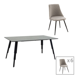 ΤΡΑΠΕΖΑΡΙΑ LIFO-GISELLE  PAKOWORLD ΣΕΤ 7ΤΜΧ MDF CEMENT-ΓΚΡΙ 160X90X75ΕΚ