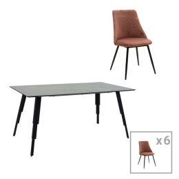 ΤΡΑΠΕΖΑΡΙΑ LIFO-GISELLE  PAKOWORLD ΣΕΤ 7ΤΜΧ MDF CEMENT-ΣΑΠΙΟ ΜΗΛΟ 160X90X75ΕΚ