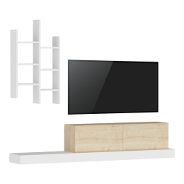 ΕΠΙΠΛΟ ΤΗΛΕΟΡΑΣΗΣ RUMBA PAKOWORLD ΣΕ ΛΕΥΚΗ-OAK ΑΠΟΧΡΩΣΗ 180X30X31ΕΚ