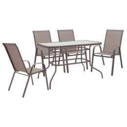 ΤΡΑΠΕΖΑΡΙΑ VALOR-CALAN ΣΕΤ 5ΤΕΜ PAKOWORLD ΜΕΤΑΛΛΟ-TEXTILENE ΚΑΦΕ 110X60X70ΕΚ