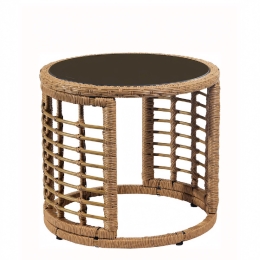 ΤΡΑΠΕΖΑΚΙ ΚΗΠΟΥ ARTELIBRE AURIUS ΦΥΣΙΚΟ RATTAN/ΓΥΑΛΙ Φ45X40CM