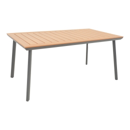 ΤΡΑΠΕΖΙ GRIFFITH PAKOWORLD ΜΑΥΡΟ ΑΛΟΥΜΙΝΙΟ ΚΑΙ PLYWOOD ΣΕ ΦΥΣΙΚΗ ΑΠΟΧΡΩΣΗ 160X80X74ΕΚ