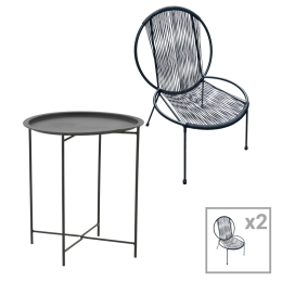 ΣΑΛΟΝΙ DAPPER-CAIUS PAKOWORLD ΣΕΤ 3ΤΕΜ ΜΑΥΡΟ ΜΕΤΑΛΛΟ-ΜΑΥΡΟ PE Φ46X52ΕΚ