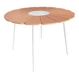 ΤΡΑΠΕΖΙ PINAP PAKOWORLD ΛΕΥΚΟ ΑΛΟΥΜΙΝΙΟ ΚΑΙ PLYWOOD ΣΕ ΦΥΣΙΚΗ ΑΠΟΧΡΩΣΗ Φ110X74ΕΚ