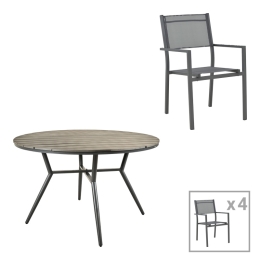 ΤΡΑΠΕΖΑΡΙΑ APPA-MOLY ΣΕΤ 5ΤΕΜ PAKOWORLD ΑΛΟΥΜΙΝΙΟ ΚΑΙ PLYWOOD ΣΕ ΑΝΘΡΑΚΙ ΑΠΟΧΡΩΣΗ Φ120X74ΕΚ