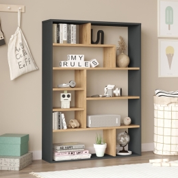 ΒΙΒΛΙΟΘΗΚΗ DECORA PAKOWORLD ΣΕ ΦΥΣΙΚΗ-ΑΝΘΡΑΚΙ ΑΠΟΧΡΩΣΗ 90X22X123.6ΕΚ