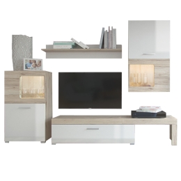 ΣΥΝΘΕΤΟ ΣΑΛΟΝΙΟΥ ANNALIE PAKOWORLD LED SONOMA-ΛΕΥΚΟ GLOSS 215X39X180ΕΚ