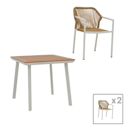 ΤΡΑΠΕΖΑΡΙΑ SYNERGY-LUSH ΣΕΤ 3ΤΕΜ PAKOWORLD ΛΕΥΚΟ ΑΛΟΥΜΙΝΙΟ ΚΑΙ PLYWOOD ΣΕ ΦΥΣΙΚΟ ΧΡΩΜΑ 80X80X74ΕΚ