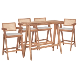 ΤΡΑΠΕΖΑΡΙΑ ΜΠΑΡ WINSLOW I PAKOWORLD ΣΕΤ 5ΤΕΜ ΞΥΛΟ RUBBERWOOD ΑΝΟΙΧΤΟ ΚΑΡΥΔΙ 120X45X100ΕΚ