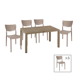 ΤΡΑΠΕΖΑΡΙΑ EXPLORE-IGNITE PAKOWORLD ΣΕΤ 7ΤΕΜ PP CAPPUCCINO 150X90X73,5ΕΚ.
