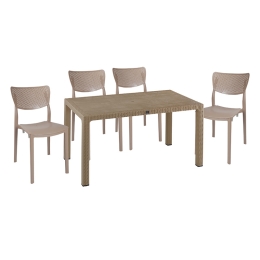 ΤΡΑΠΕΖΑΡΙΑ EXPLORE-IGNITE PAKOWORLD ΣΕΤ 5ΤΕΜ PP CAPPUCCINO 150X90X73,5ΕΚ.