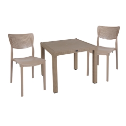 ΤΡΑΠΕΖΑΡΙΑ EXPLORE-IGNITE PAKOWORLD ΣΕΤ 3ΤΕΜ PP CAPPUCCINO 90X90X73,5ΕΚ