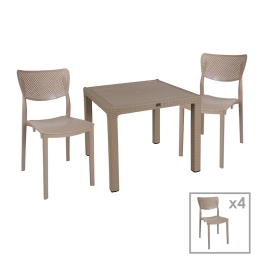 ΤΡΑΠΕΖΑΡΙΑ EXPLORE-IGNITE PAKOWORLD ΣΕΤ 5ΤΕΜ PP CAPPUCCINO 90X90X73,5ΕΚ