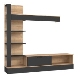 ΣΥΝΘΕΤΟ ΣΑΛΟΝΙΟΥ DRANKO PAKOWORLD ΜΑΥΡΟ-OAK ΜΕΛΑΜΙΝΗΣ 205X41.5X192ΕΚ