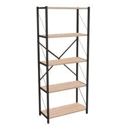 ΒΙΒΛΙΟΘΗΚΗ DRAIZY PAKOWORLD OAK ΜΕΛΑΜΙΝΗΣ-ΜΑΥΡΟ ΜΕΤΑΛΛΟ 63X30X150ΕΚ