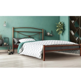 ΚΡΕΒΑΤΙ ΔΙΠΛΟ FIONA ΜΕΤΑΛΛΙΚΟ ΚΑΦΕ ΣΦΥΡΙΛΑΤΟ 160X200CM