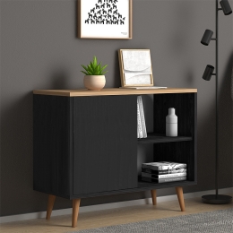 ΚΟΝΣΟΛΑ - ΜΠΟΥΦΕΣ ΜΕΛΑΜΙΝΗΣ LUCE MEGAPAP ΧΡΩΜΑ ΜΑΥΡΟ ANTIQUE - OAK 80X35X66ΕΚ.